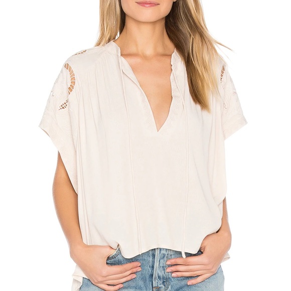 ASTR The Label Embroidered Cream Lace Detail Top Flowy Blouse - Picture 3 of 16